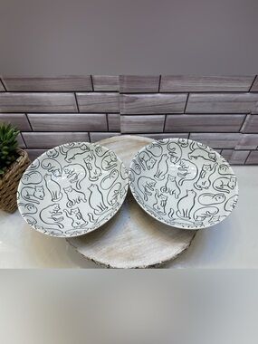 Signature❤️  🐈 (2)Yoga cat screen embossed Cat bowl Large size White New